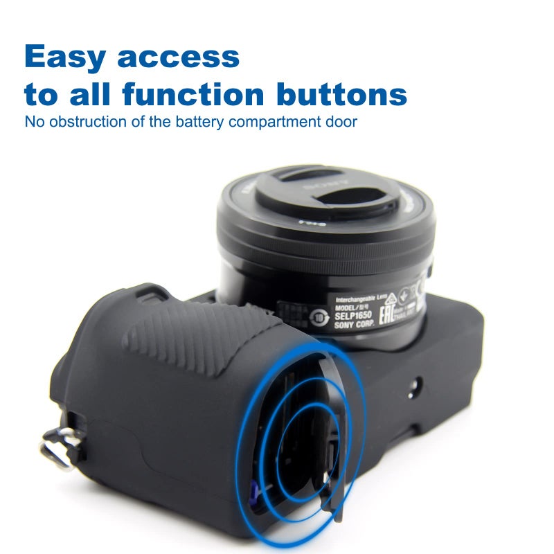 Easy Hood Case for Sony Alpha A6100 A6300 A6400 ILCE-6100 ILCE-6300 ILCE-6400 Digital Camera, Anti-Scratch Soft Silicone Housing Protective Cover Protector Skin (Black) - Image 4